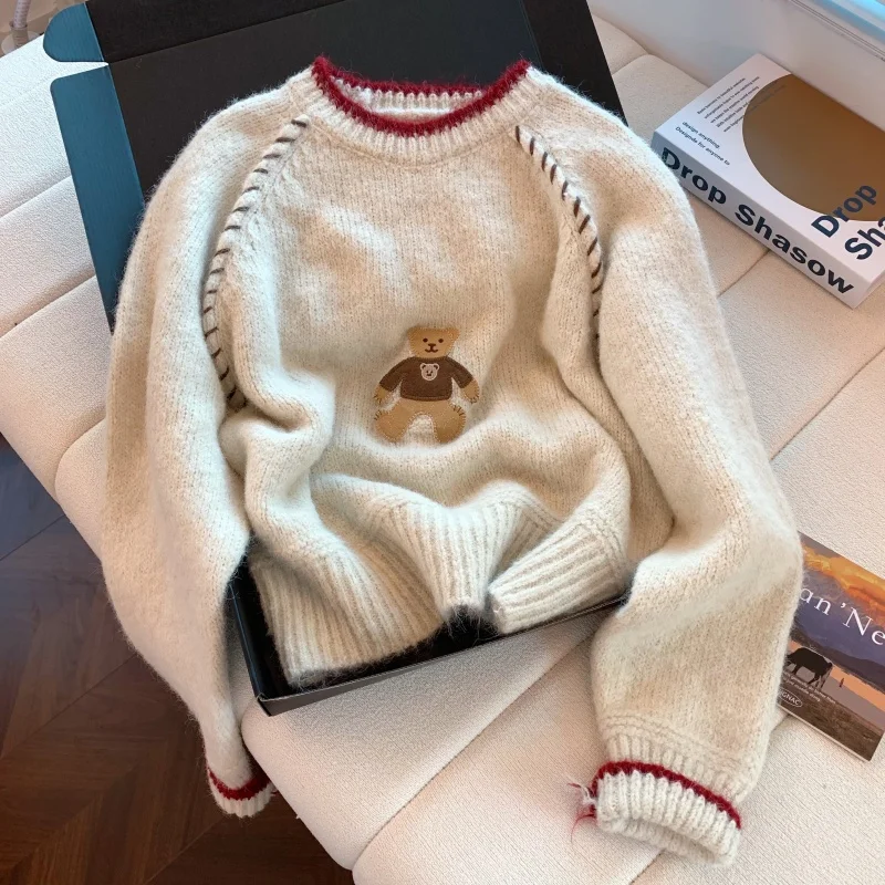 

Women's Cartoon Cute Casual Sweater Y2K American High Street Harajuku Fashion Loose Retro Top Sweater Winter Clothing 2025 New