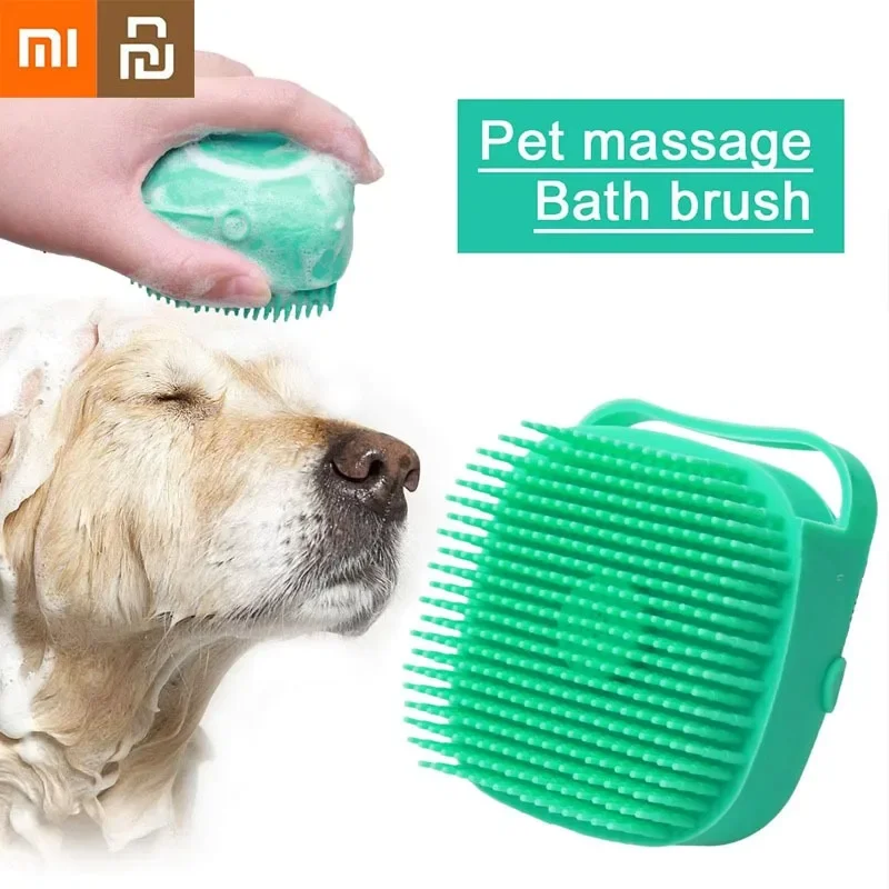 Xiaomi Youpin Pet Silicone Massage Scrub Bath Brush Cat Dog Elastic Soft Brush Head Bathroom Pet Bath Massage Comb Pet Supplies