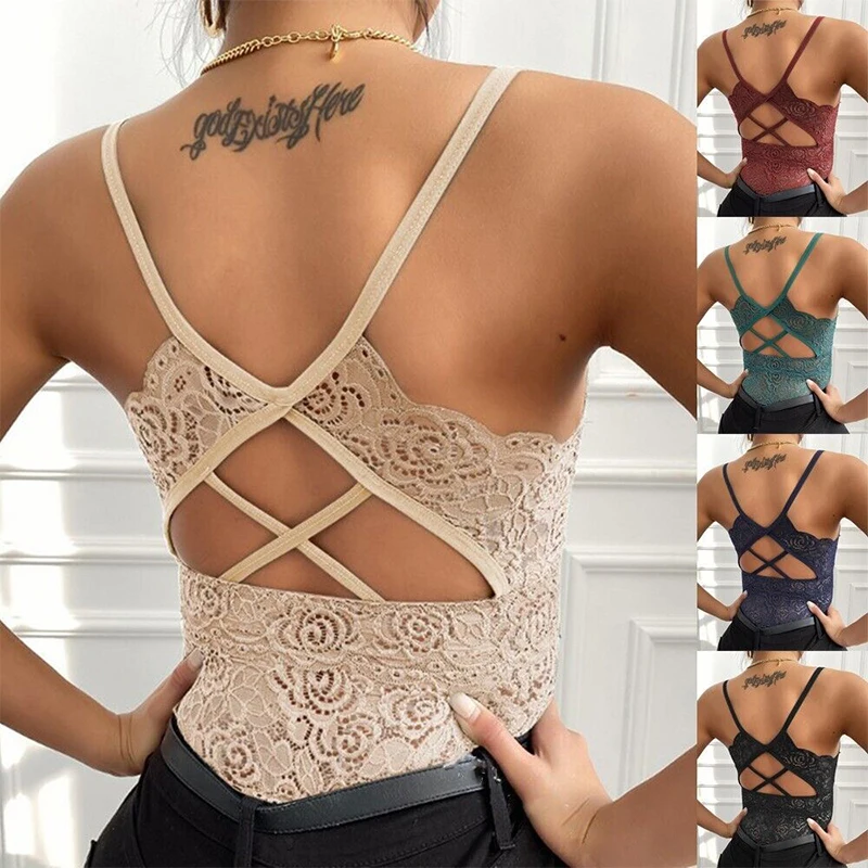 Sexy Lace Bustier Crop Top Bra Vest Women Summer Aesthetic Vest Slim Fit Camisole Tank Tops Vintage Camis Fashion Streetwear