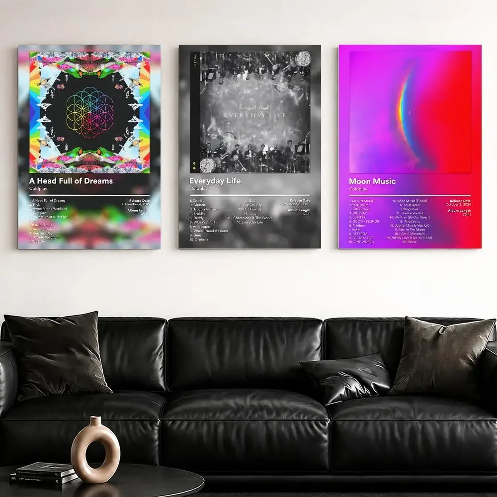 Rock Band C-Coldplay Album Cover Framed Wall Painting Framed Canvas Wall Art Poster Solid Wood Frame Home Decor