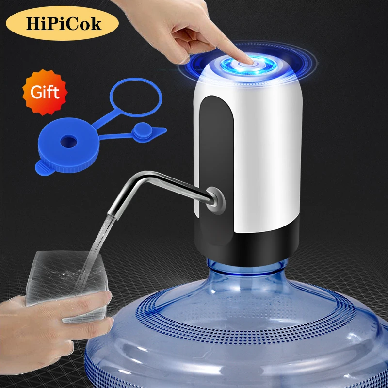 HiPiCok Water Bottle Pump 19 Liters USB Charging Automatic Electric Water Dispenser Pump Bottle Water Pump Auto Drink Dispenser