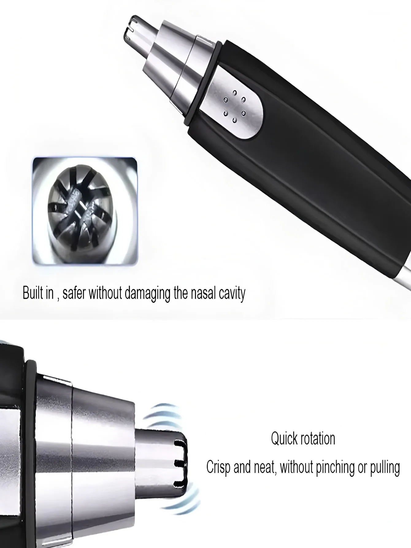 2026 Nose Hair Ear Trimmer, For Men Stainless Steel Manual Washable Portable hair remover Battery-powered(Without battery)
