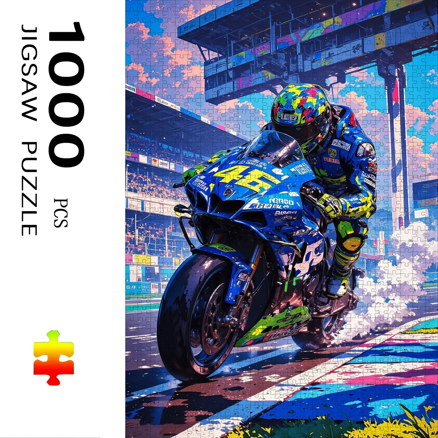 Jigsaw Puzzle 1000 Pieces Motorcycle Racing Puzzle Home Decor for Adults Game Family Fun Puzzles Educational Toys