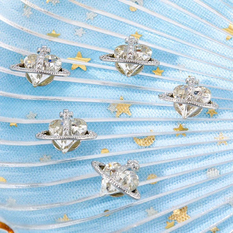 5pcs Crooked Tilted Heart Satellite Crystal Alloy Rhinestones Jewelry Nail Art Decorations Nails Accessories Charms Supplies