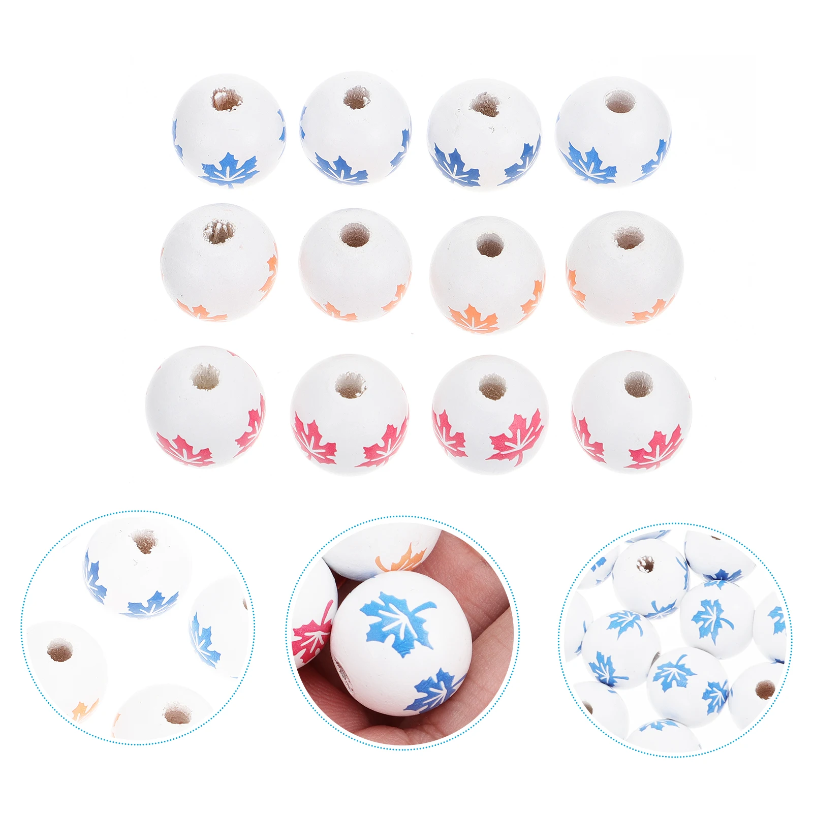 

60Pcs Stylish Wooden Round Beads for Craft Projects, Jewelry, and Home Decoration