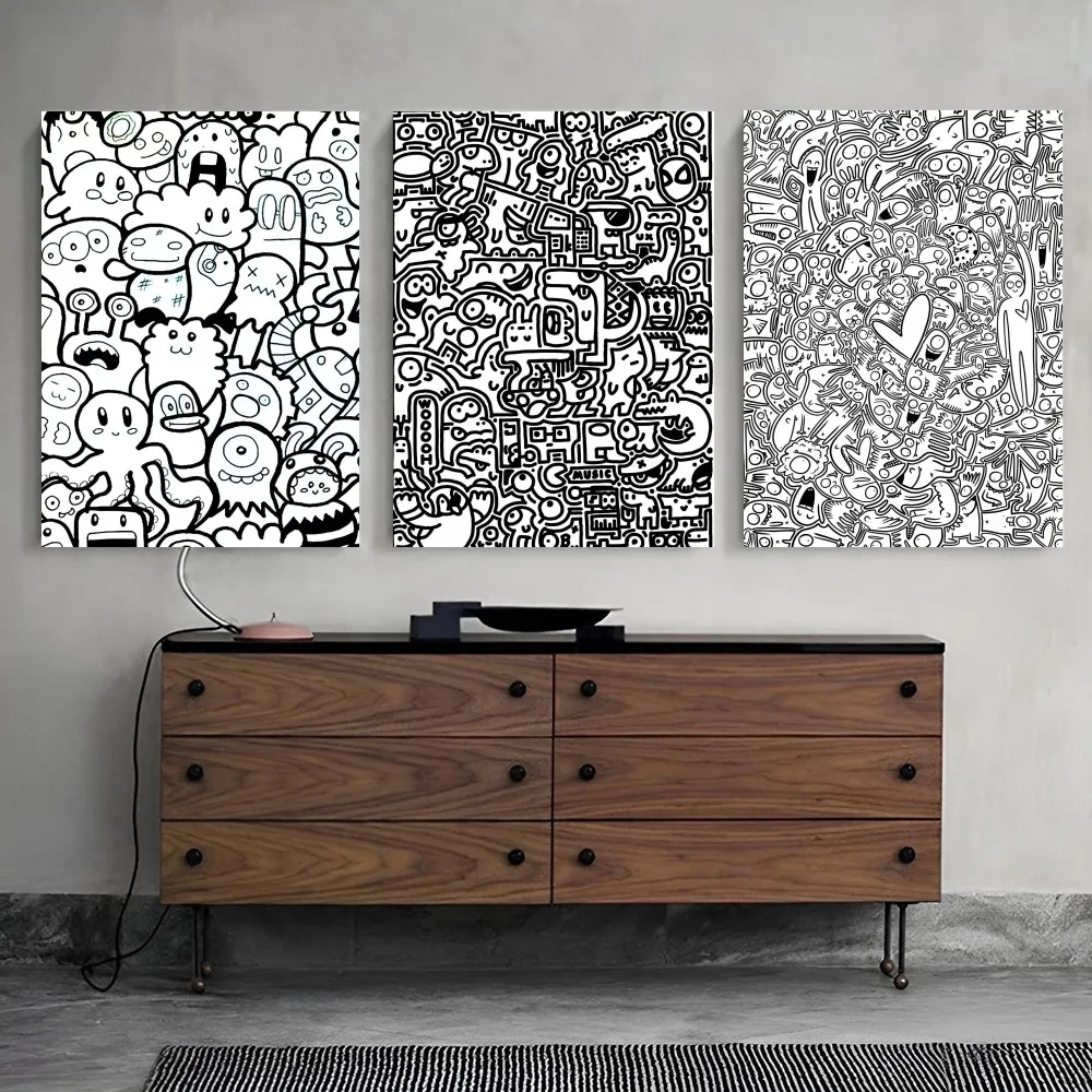 Graffiti-Art Mr Doodle Poster Paper Print Home Living Room Bedroom Entrance Bar Restaurant Cafe Art Painting Decoration