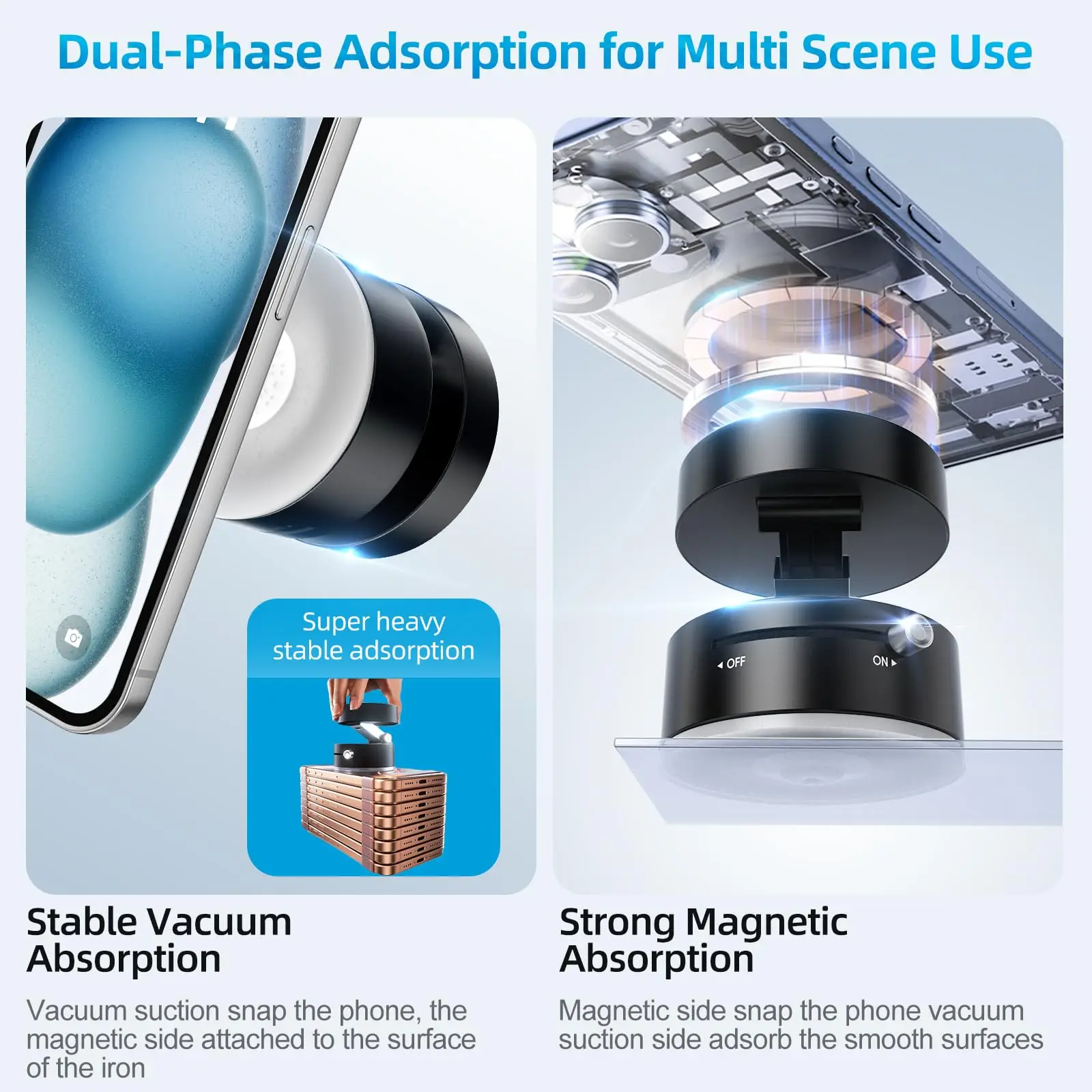 Vacuum Suction Magnetic Phone Holder Adjustable Magnetic Car Phone Holder Foldable Phone Stand Suction Phone mount for Gym Car