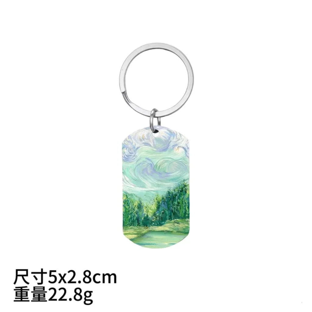 Van Gogh Jewelry Starry Night Key Ring New Oil Painting Stainless Steel Sky Pendant  Art Backpack Car Keyring Wholesale Retail