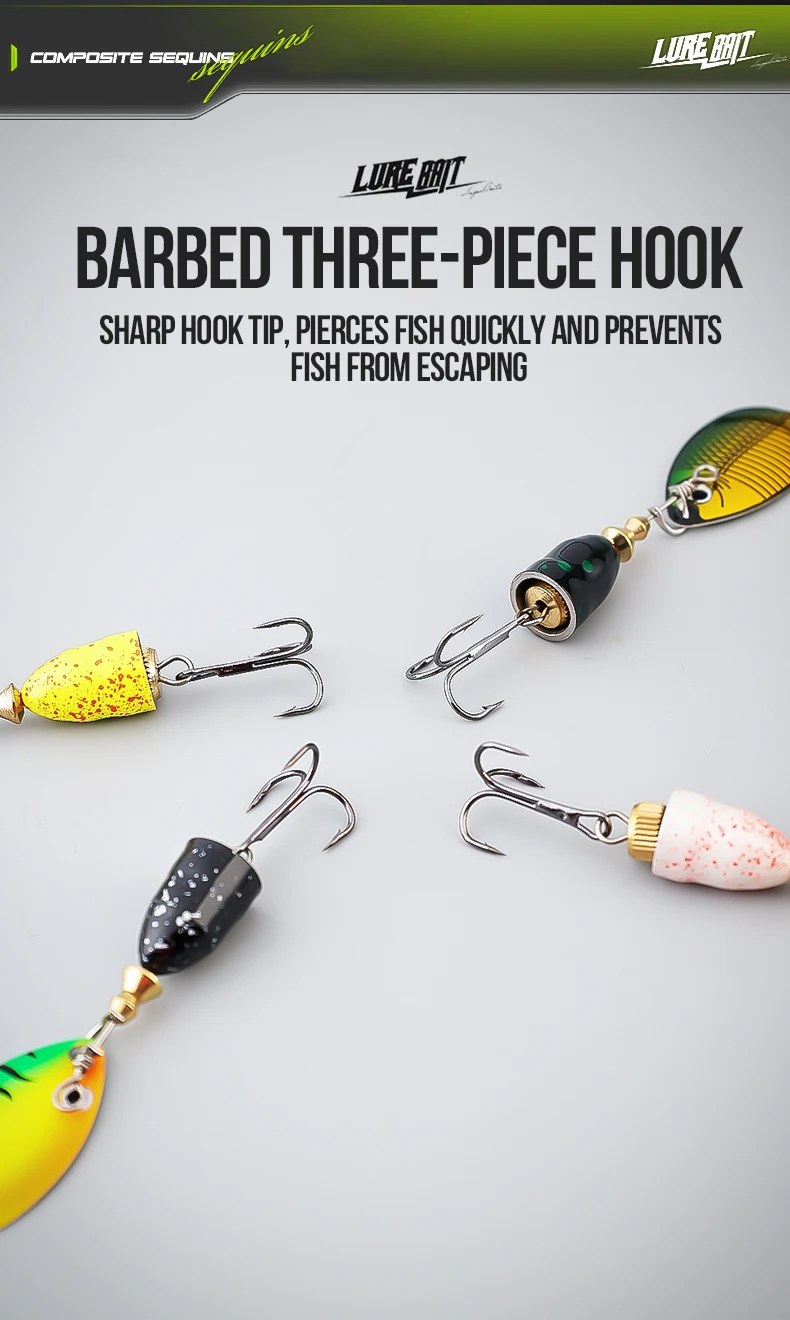TAIYU 5er-Pack 9cm 10g Composite Spinnerbait Angelköder, Laser-Rotierende Flügel, Geräuscharm Anlockende Angelköder-Set – Detail 7