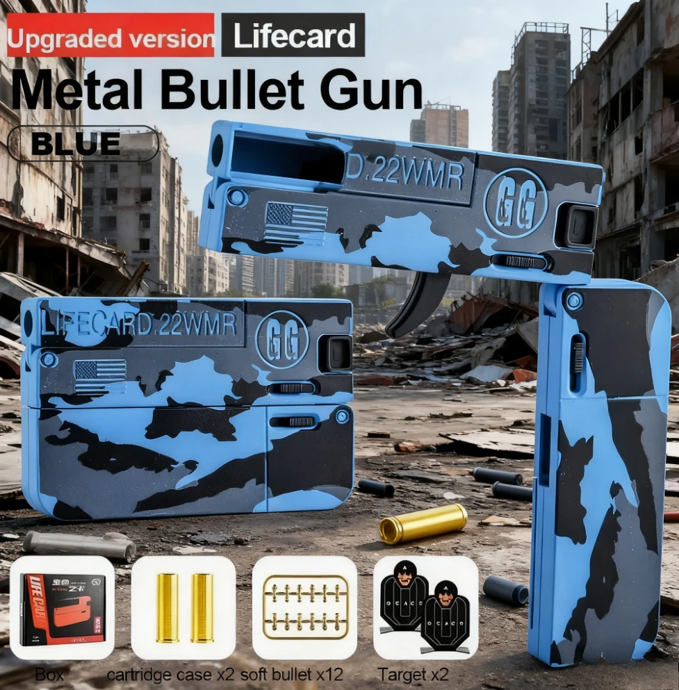 مسدس لعبة معدني محمول قابل للطي، نموذج رصاصة ناعمة آمنة للأطفال والكبار، مجموعة مسدسات من سبيكة واقعية