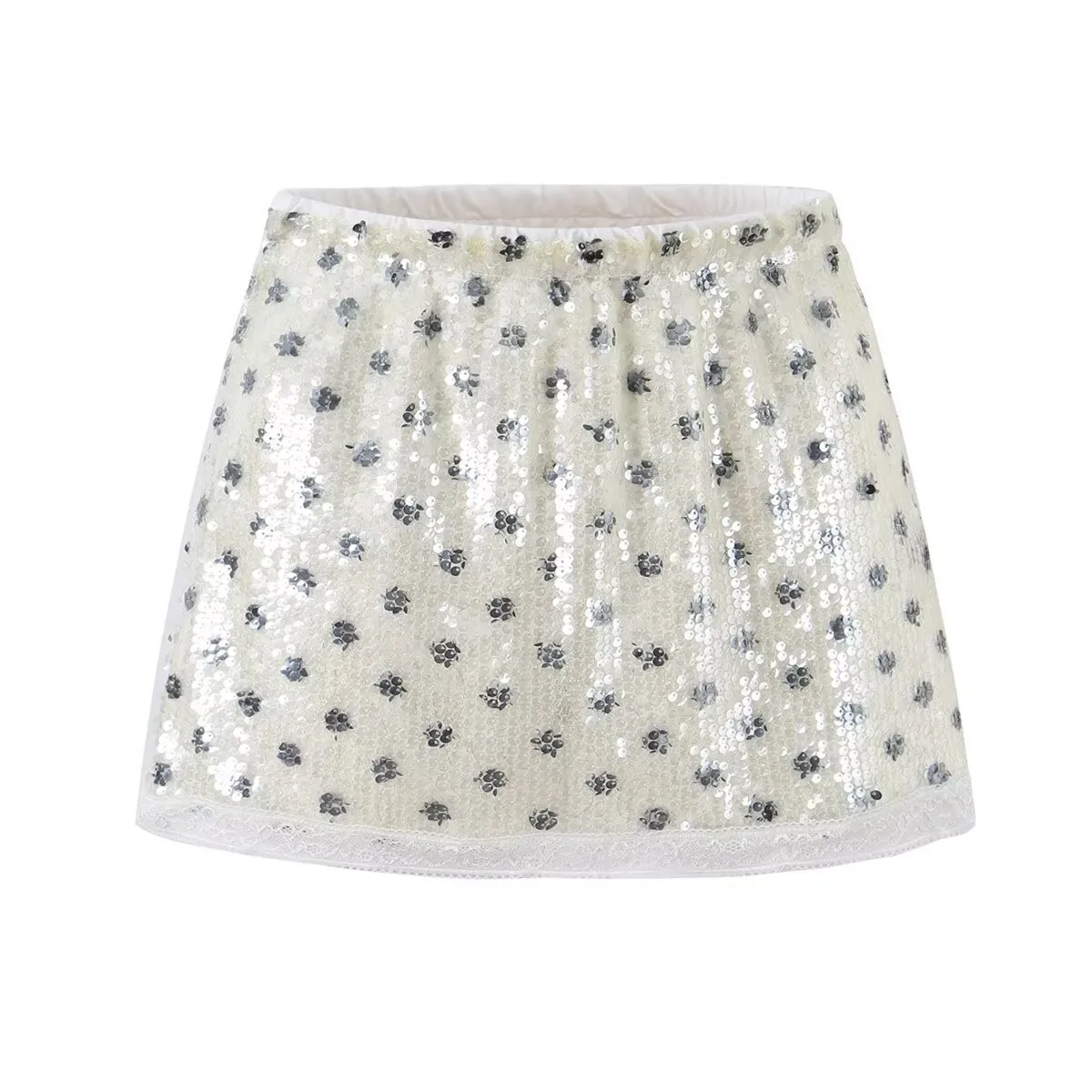 Fashionable  Sequin Skirt Women's Commuter Cross-Border Style Elegant Personality Youth mid Waist Polyester Dance Skirt