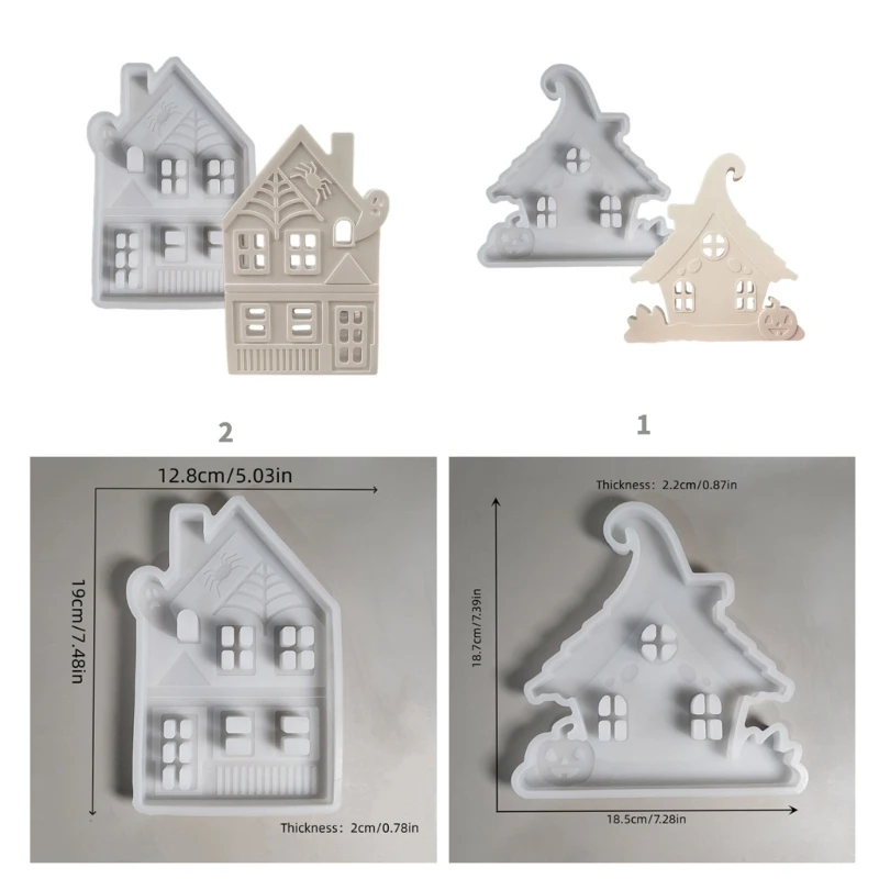 YUYU Multi Purpose Silicone House Mould for Halloween Pumpkin Spiders House Artworks