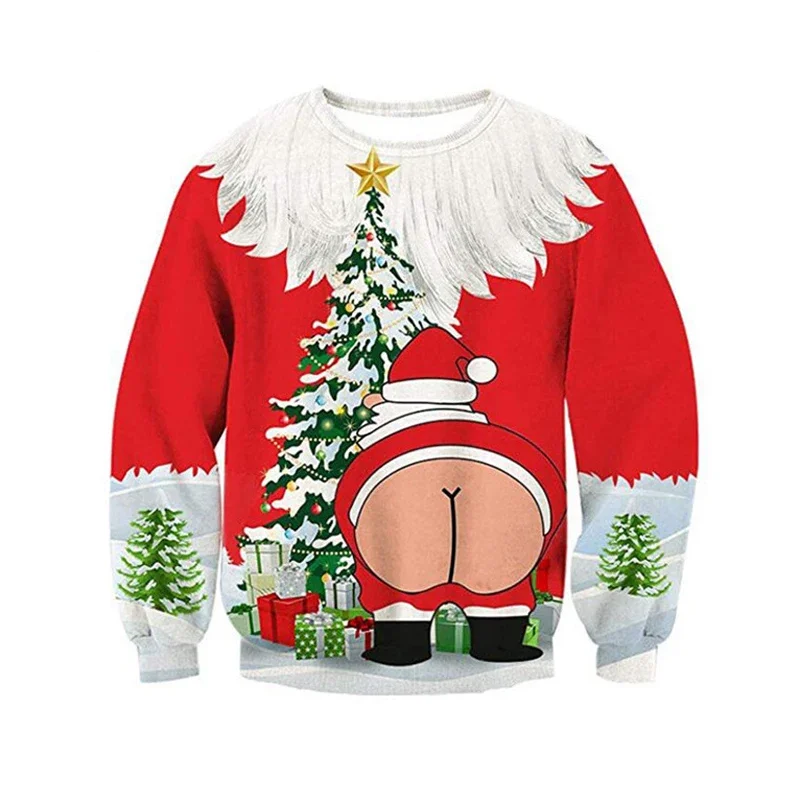 Unisex ugly Christmas sweater 3D print funny pullover sweaters jumpers tops for Xmas men women holiday party hoodie sweatshirt o