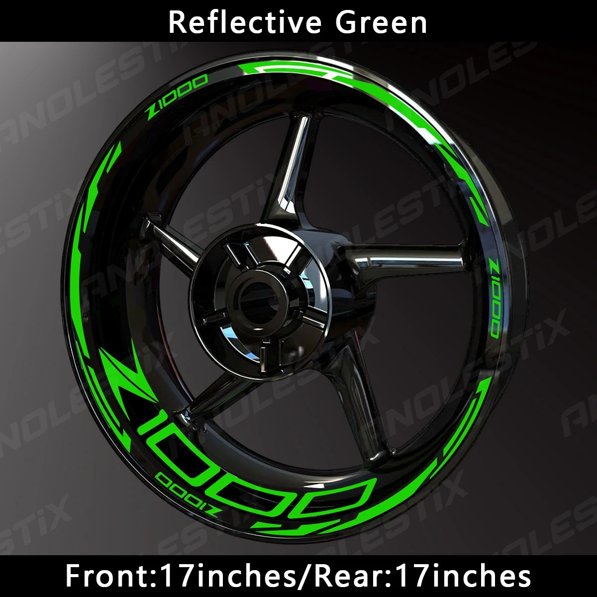 AnoleStix-Adesivo Refletivo Da Roda Da Motocicleta, Hub Decal, Rim Stripe Tape para Kawasaki Z1000