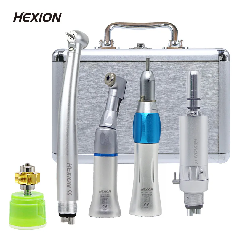 Dental-LED-Handstück-Set mit hoher und niedriger Geschwindigkeit, gerader Winkelstück, einzelne Wasserspray-Luftturbine, 4/2 Löcher für professionelle Zahnheilkunde