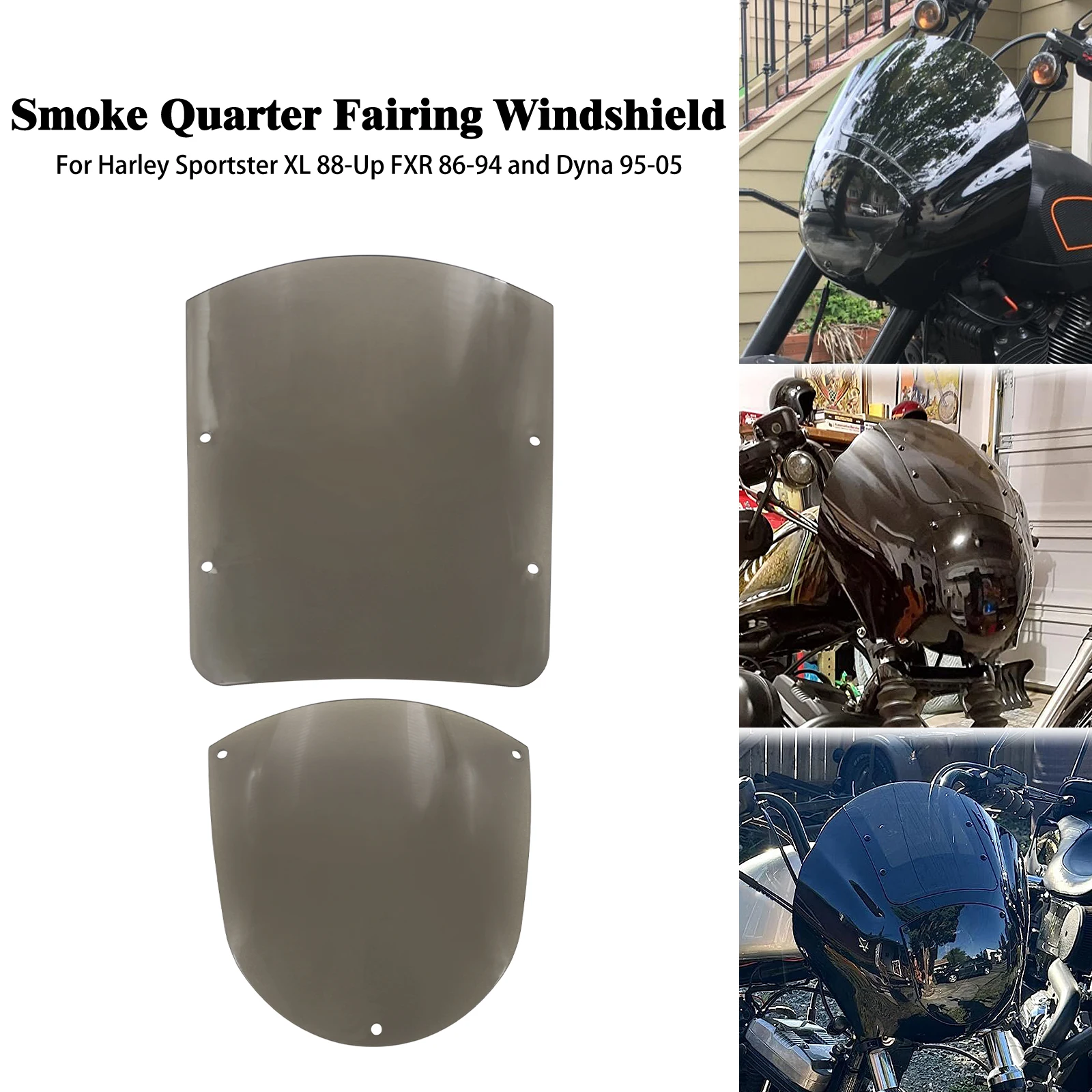 

Motorcycle Windshield Quarter Fairing Wind Screen Protector Smoke/Clear For Harley Sportster XL 883 1200 Roadster Dyna Low Rider