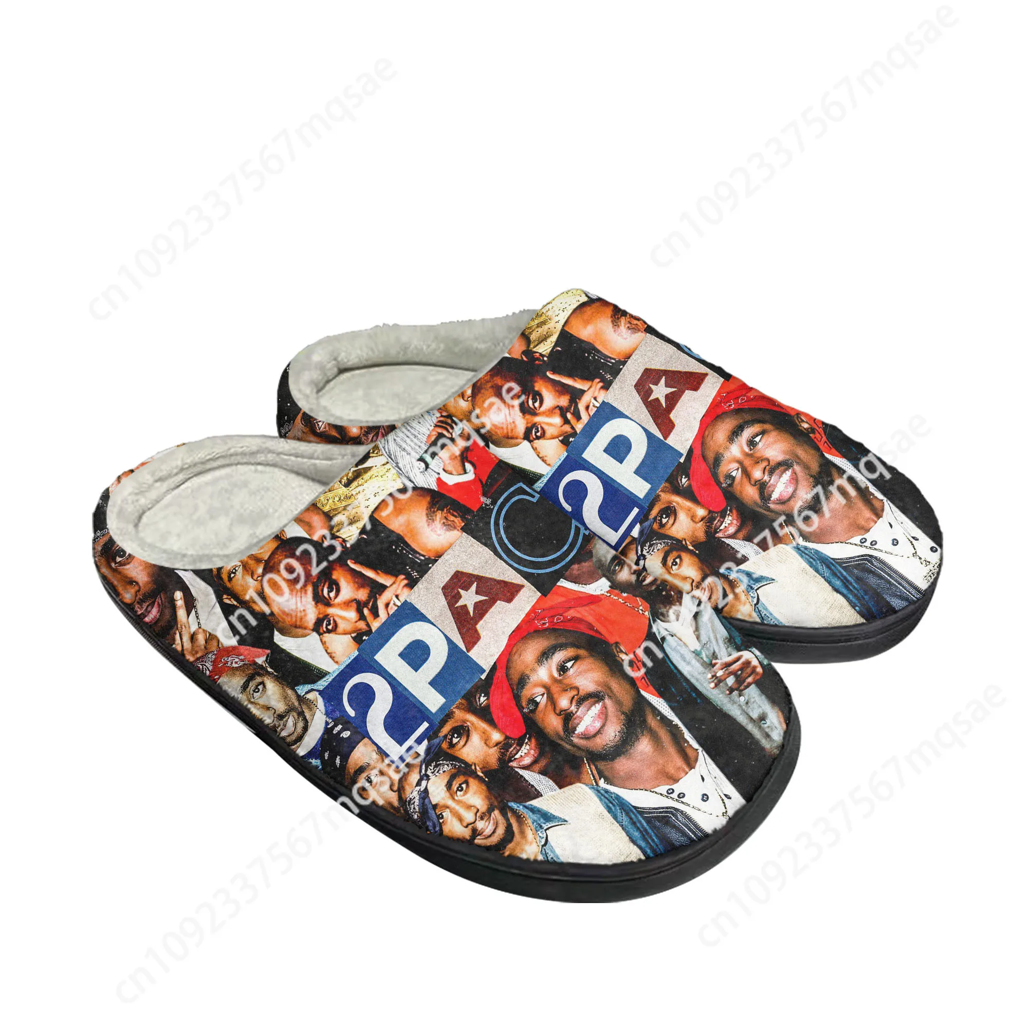 Rap 2Pac Tupac Home Cotton Custom Slippers Mens Women Sandals Plush All Eyez on Me Casual Keep Warm Shoes Couple Thermal Slipper