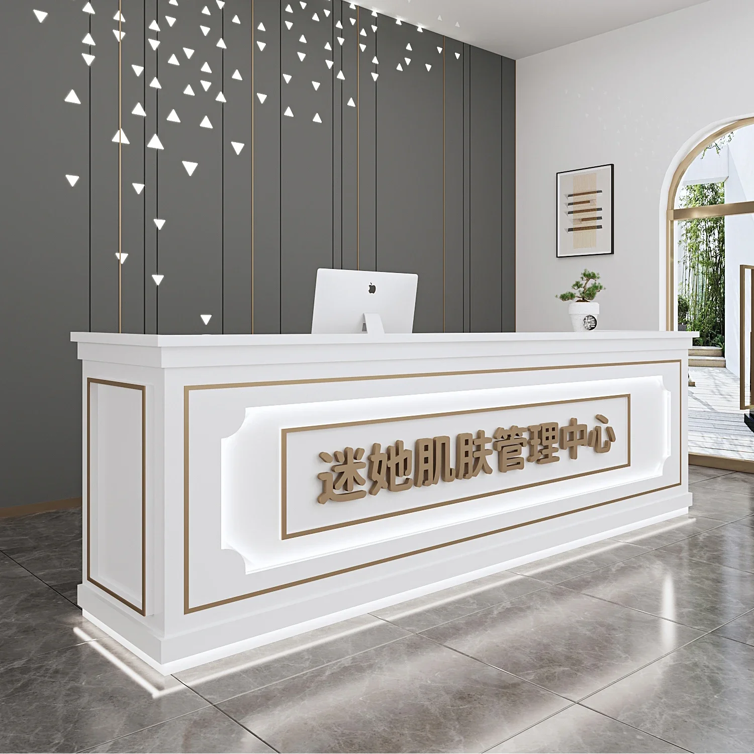 

Light luxury famous hotel checkout page store travel agency front desk simple and modern
