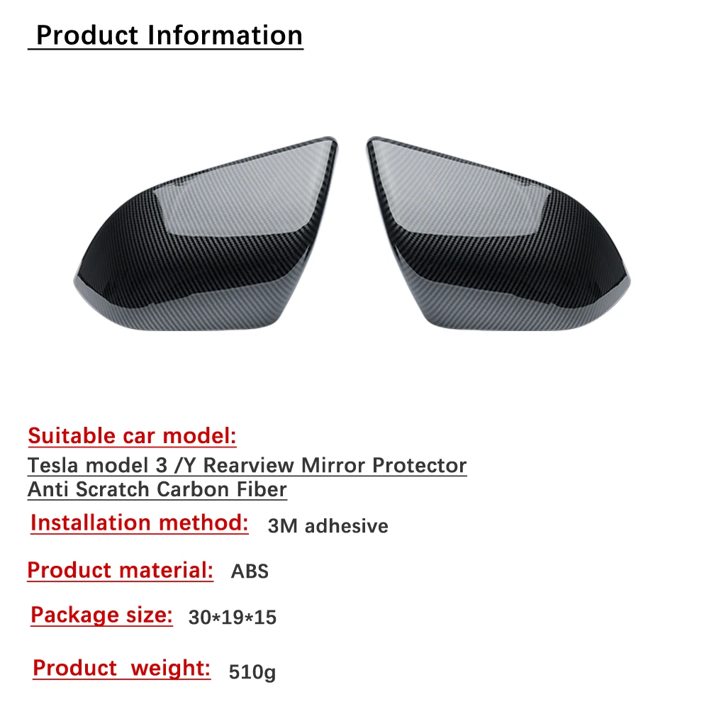 Car rearview mirror shell cover for Tesla Model 3 2017-2024 Highland real carbon fiber car exterior rearview mirror protective c