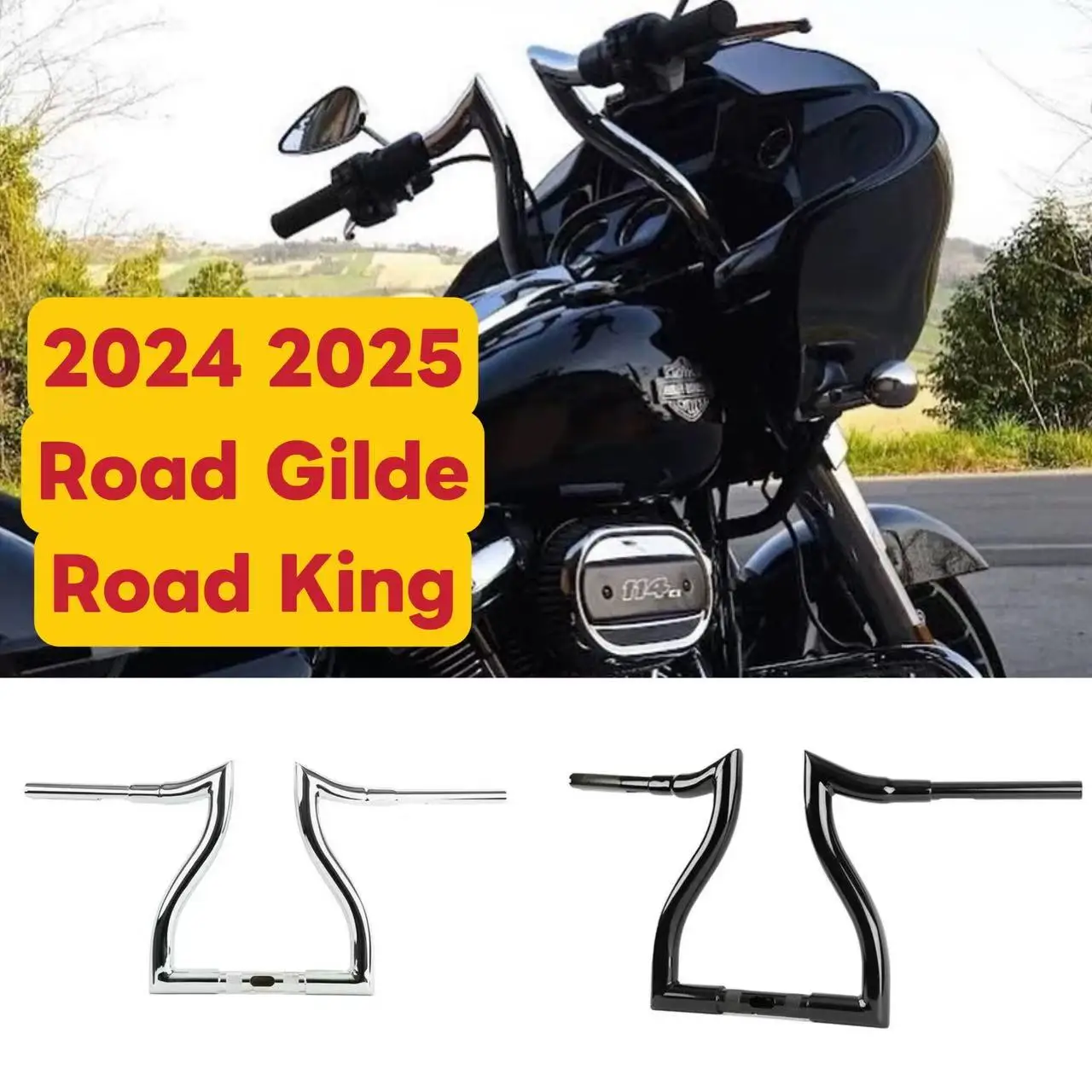 

2024 2025 Road Glide Road King Мотоцикл 1,5 дюйма Ape Hanger Руль = Для Harley CVO Road Glide Специальный руль DS