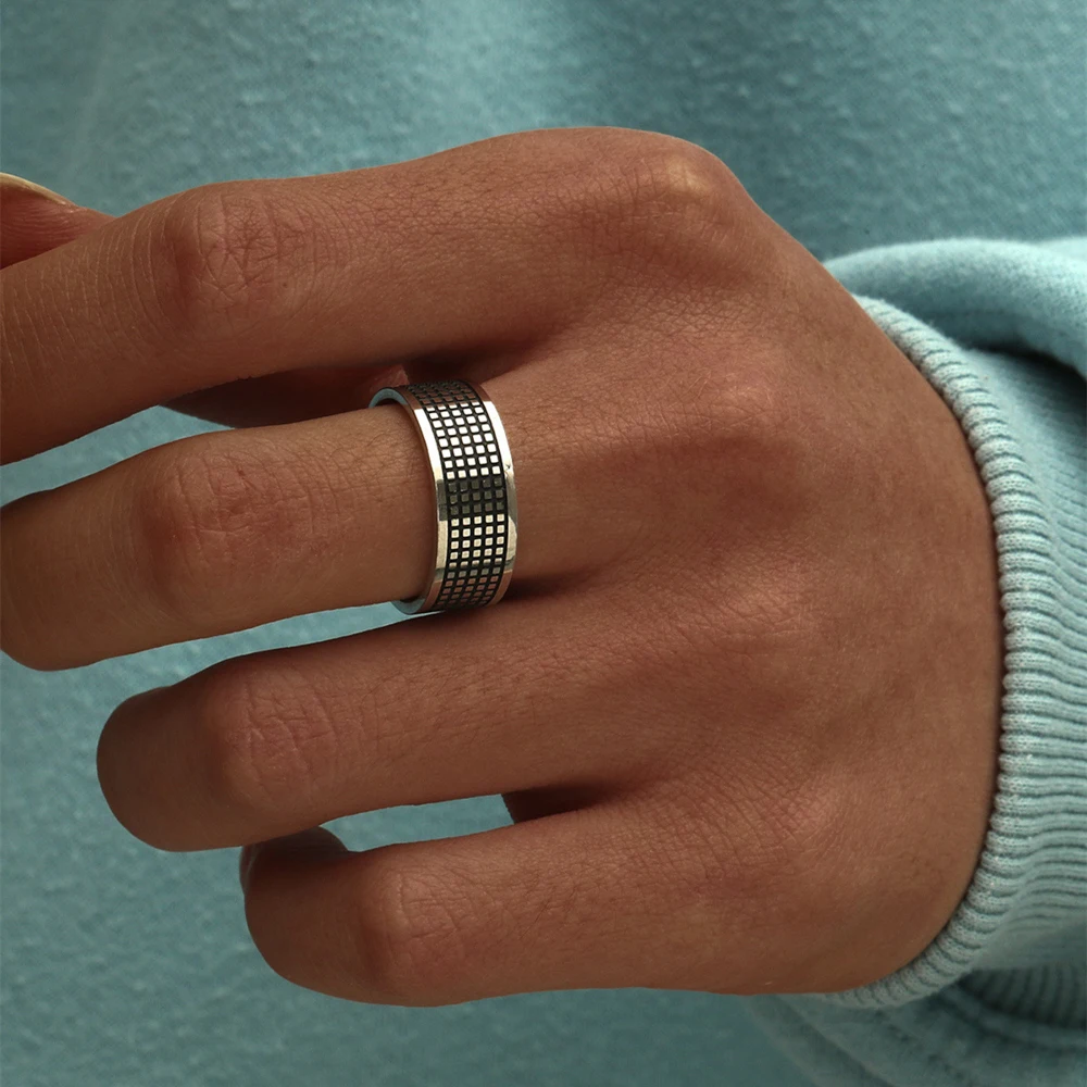20Pcs/Lot Fashion Stainless Steel Stripe Rings For Men Mix Style Large Size 22-23 Party Gift Jewelry