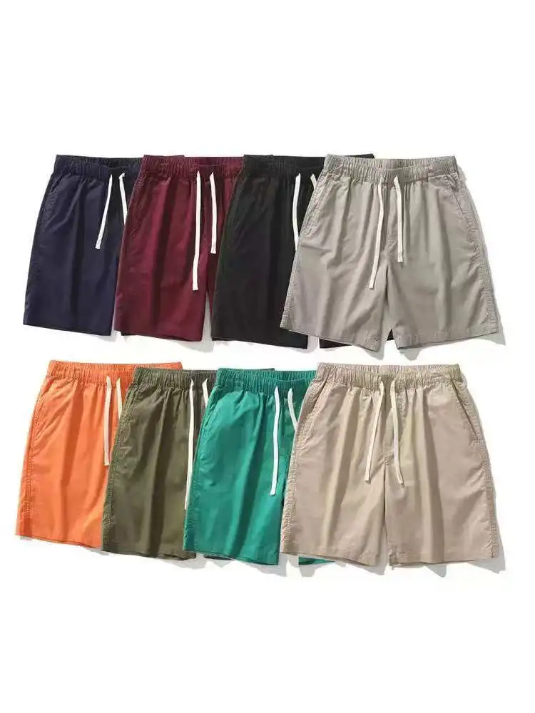 Washed Pure Cotton Men's Summer Fashionable Loose Five-Quarter Shorts Elastic Waist Casual Pants Island Country Single Eight ...