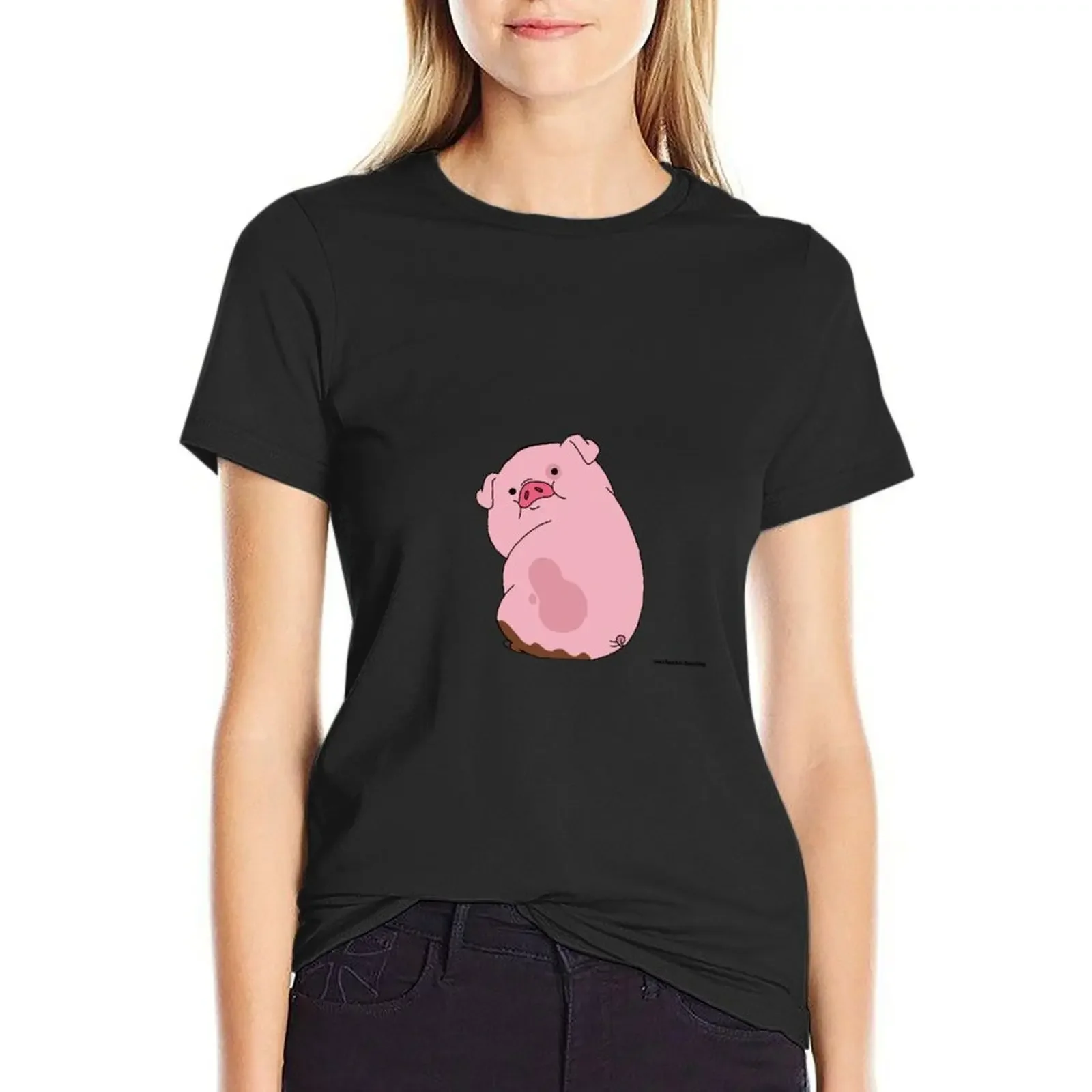 

Waddles The Pig T-Shirt lady clothes Female clothing summer tops vintage Woman clothes
