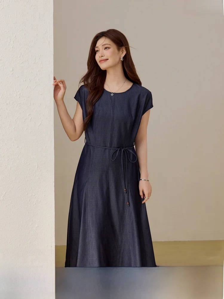 

Съемное платье с завышенной талией в джинсовом стиле, свободного А-образного силуэта, повседневное, для работы, больших размеров, женское.