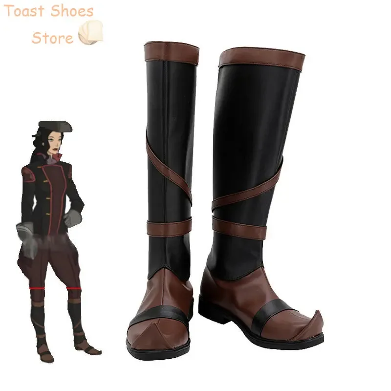qq98Asami Sato Botas de Carnaval de Halloween Anime Sapatos de Couro Adereços de Cosplay Adereços de Fantasia