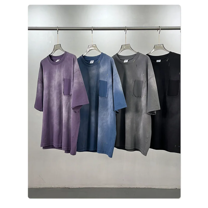 FACTCHECK High Quality EU US Size Washed distressed pocket short-sleeve shirtTShirt