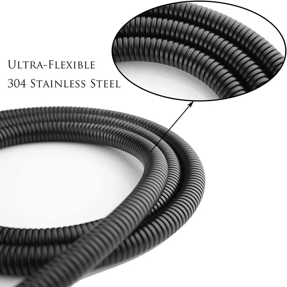 Stainless Steel Black Handheld Shower Hose Interface Flexible Anti Winding Explosion-proof Shower Tube Bathroom Accessories