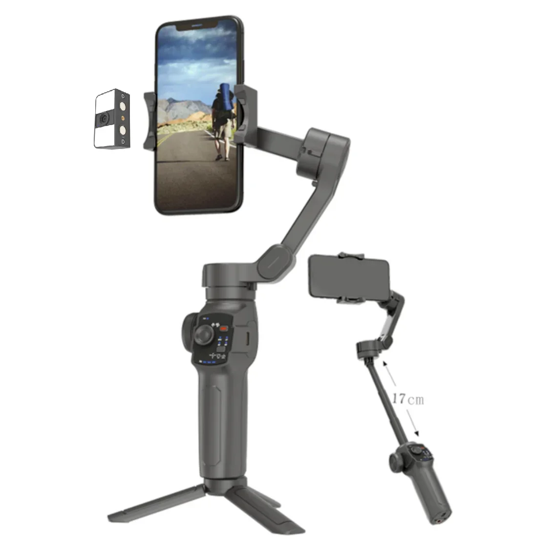 For L9 Popular 3 axis face tracking smart shooting gimbal stabilizer with fill light extension rod tripod VLOG selfie stick