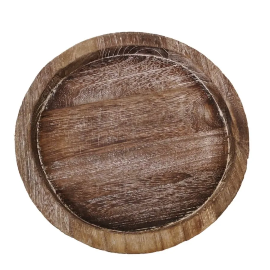 Clearance Durable Solid Wood Round Serving Tray Elegant Natural Wooden Platter for Breakfast Snacks Tea or Home Decor Perfect f