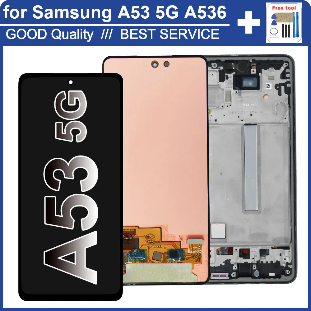 

AMOLED LCD for Samsung Galaxy A53 5G A536B LCD Display Touch Screen Digitizer Assembly Replacement for Samsung A536E Display