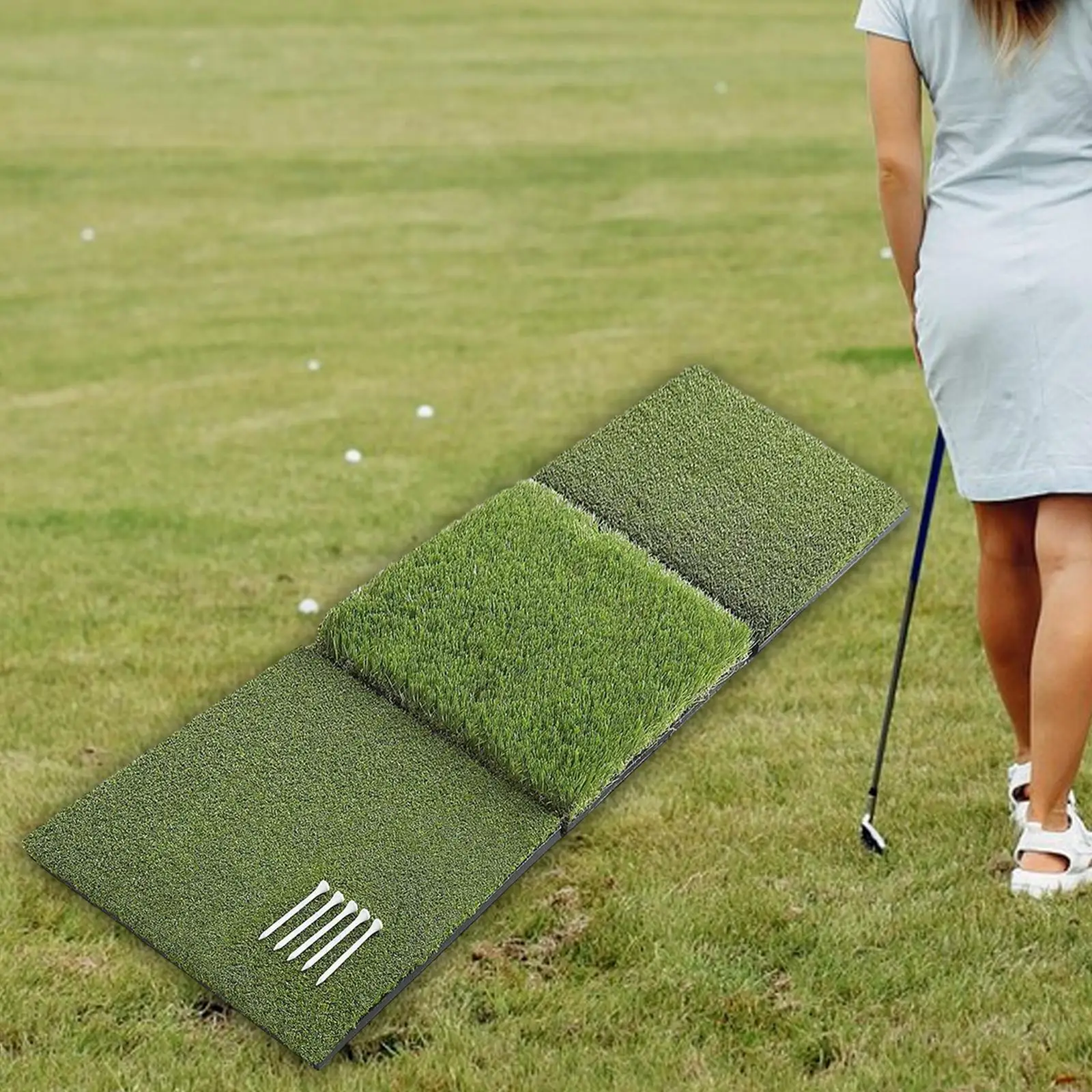 Golf Hitting Mat Matting Swing Mat Home Use Portable Anti Slip Foldable Tri Turf