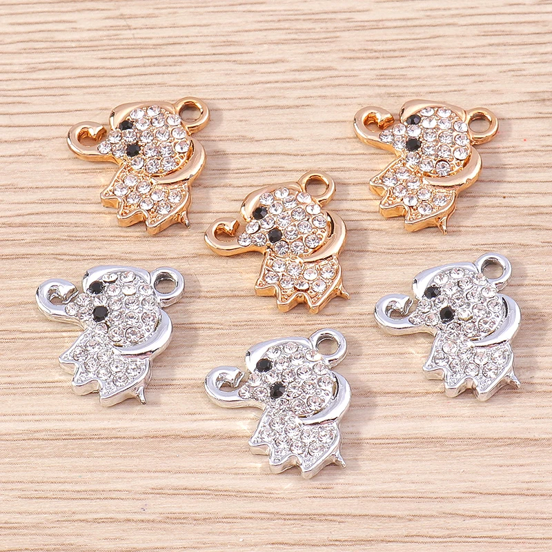 Tusember 10 Uds. De dijes de elefante de cristal de 15x16mm para hacer joyería, pulseras hechas a mano, collar, pendientes, manualidades DIY, colgantes de animales