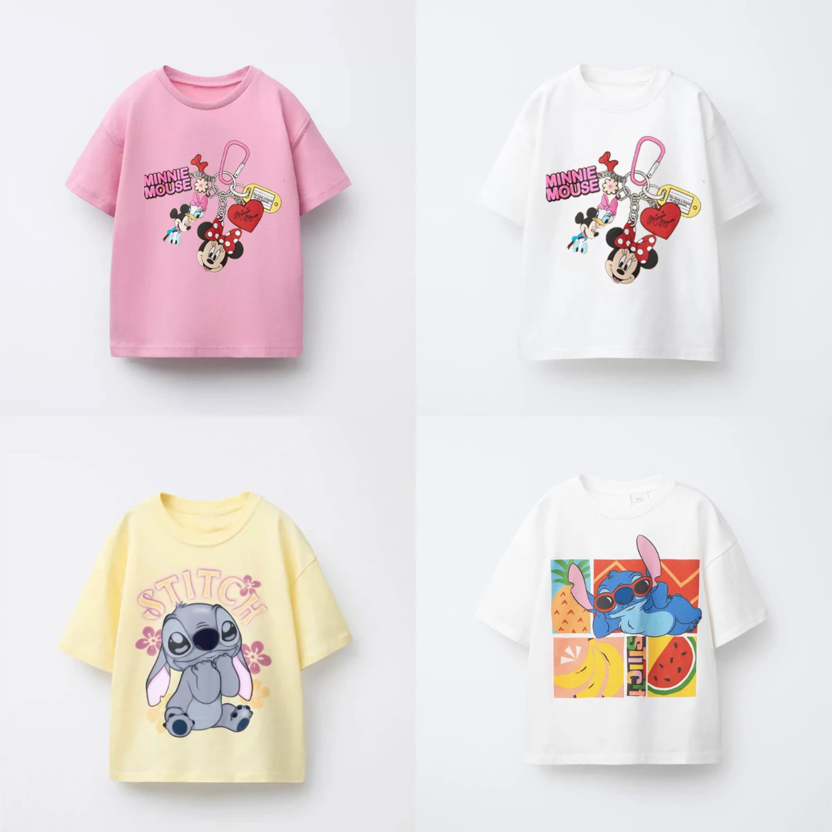 

Новинка 2026 года, милые футболки с короткими рукавами для маленьких девочек с рисунком Минни, бутик модной детской одежды, повседневные футболки, топы, футболка с круглым вырезом