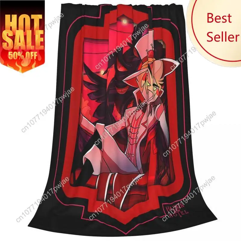 Hazbin Lucifer Cartoon Hotels Blankets Flannel Printed Alastor Action Anime Portable Lightweight Throw Custom blankets