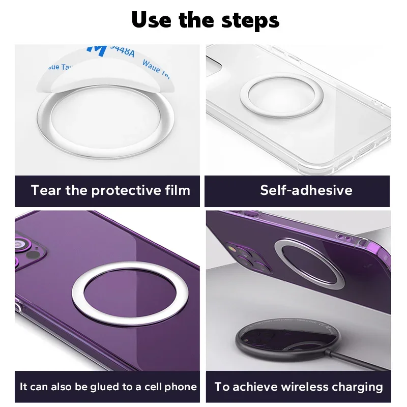 Magnetic Metal Plate Ring Sticker For Magsafe Wireless Charger Iron Sheet Phone Stickers Universal For iPhone 15 14Pro