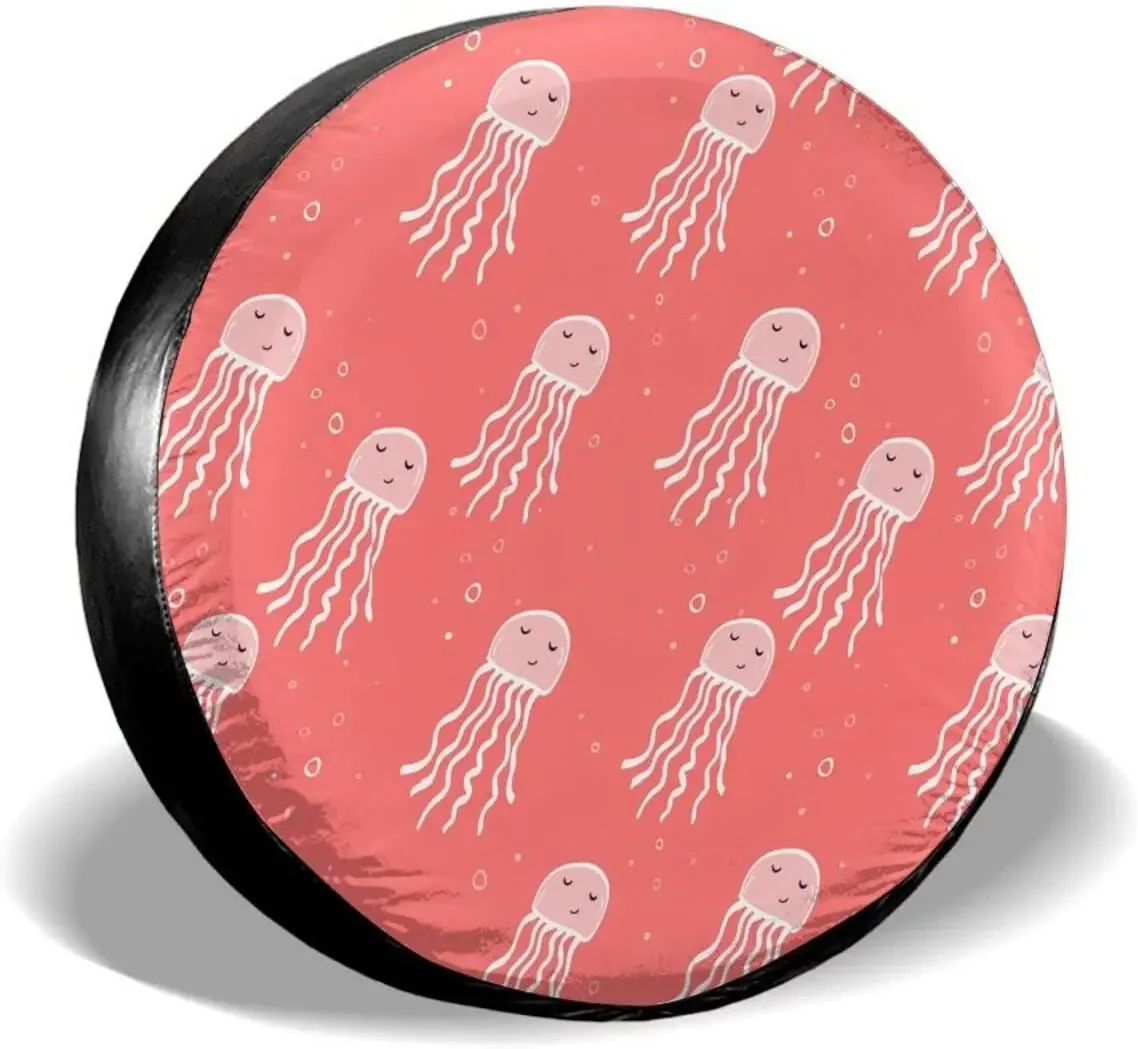 Cute Jellyfish Spare Tire Cover Waterproof Dust-Proof Wheel Protectors Universal for Trailer,,SUV,RV and Many Vehicl