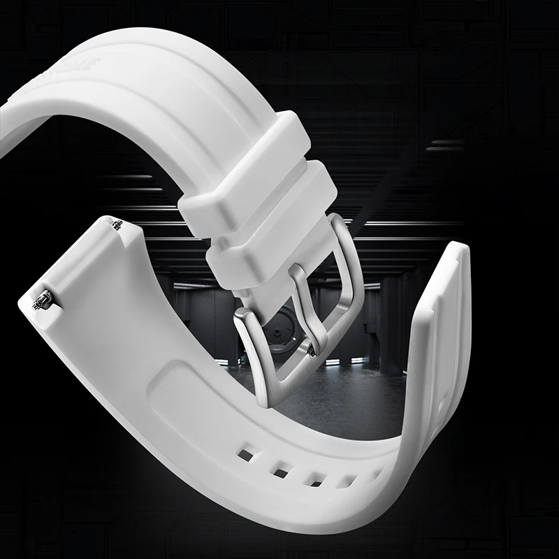 Mark Fairwhale 6440 Men's Double Tourbillon Automatic Watches Silicone Strap Carbon Fiber Case Design Luxury Mechanical Watch