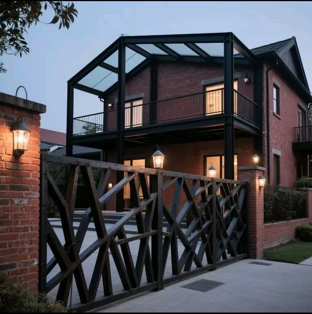 cj-Quality Crewell Luxury Modern Cast Wrought Iron Staircase Deck Terrace Railing Handrails Water Resistant Custom Color ISO@