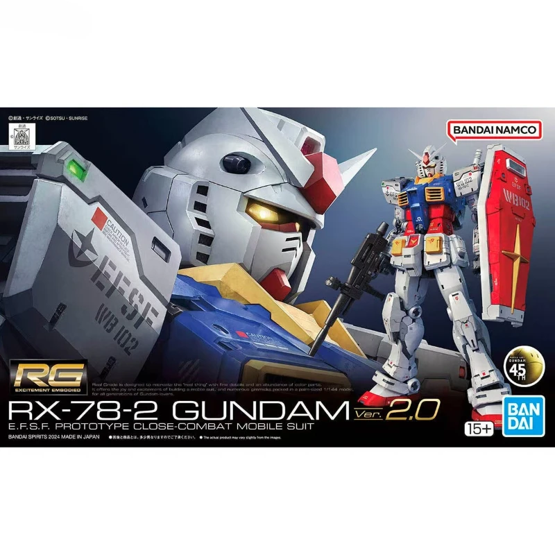 

BANDAI Gundam Original Box Assembly Toy RG1/144 RG40 RX-78-2 Gundam Ver.2.0 FF-X7 Core Fighter Model Figure Collection Gift