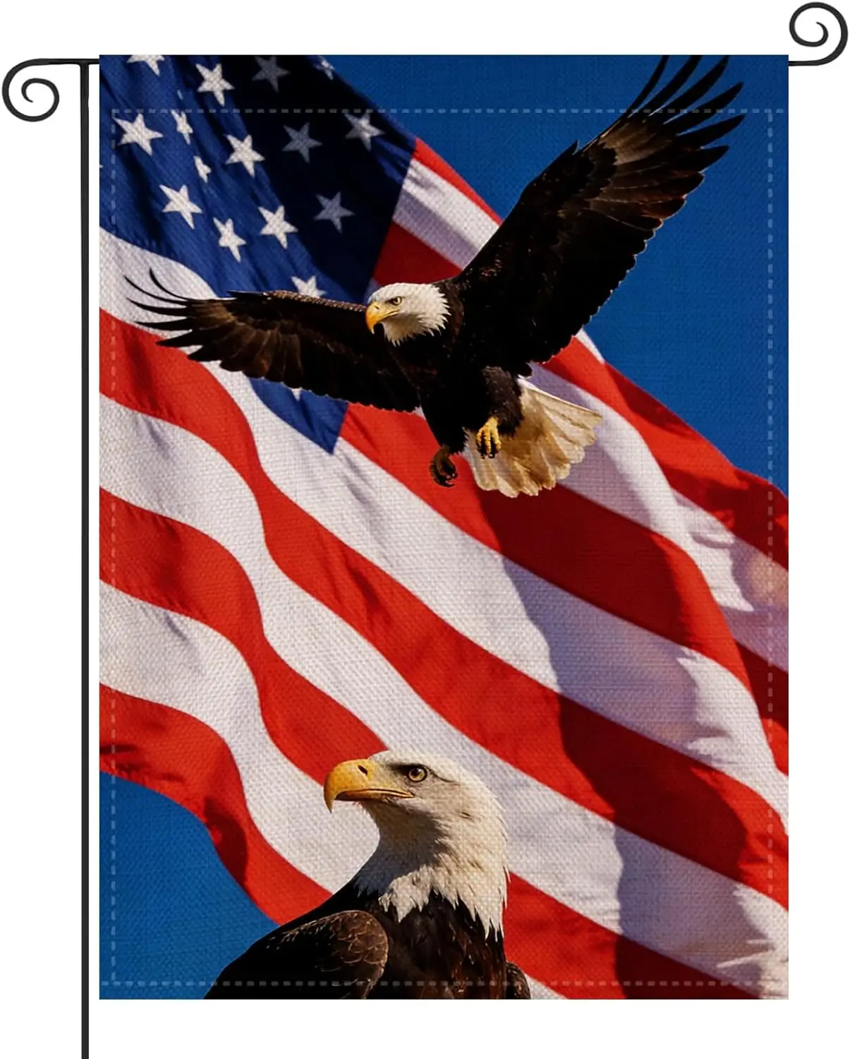 Patriotic Stars and Stripes Eagle Garden Flag 12.5x18 Inch Double Sided, USA 4th of July Memorial Day Independence Day Yard jjp