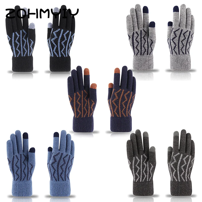 Warm Winter Touch Screen Gloves Women Men Classical Knit Mittens Glove Outdoor Cycling Cold Proof Windproof Gloves