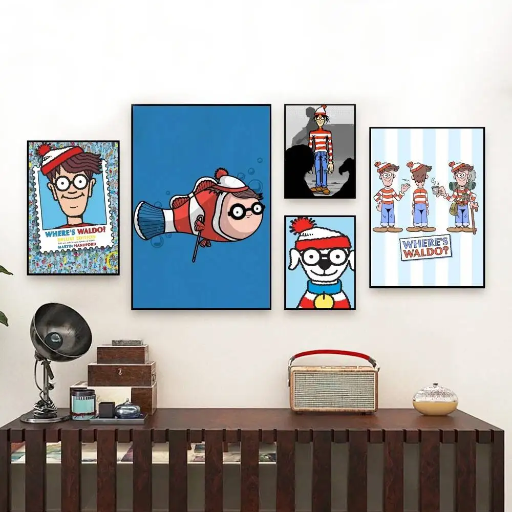 Póster del juego Wheres W-allyS W-aldo, pegatina espacial perfecta, autoadhesiva para oficina, hogar, cine, decoración de pared, regalo elegante