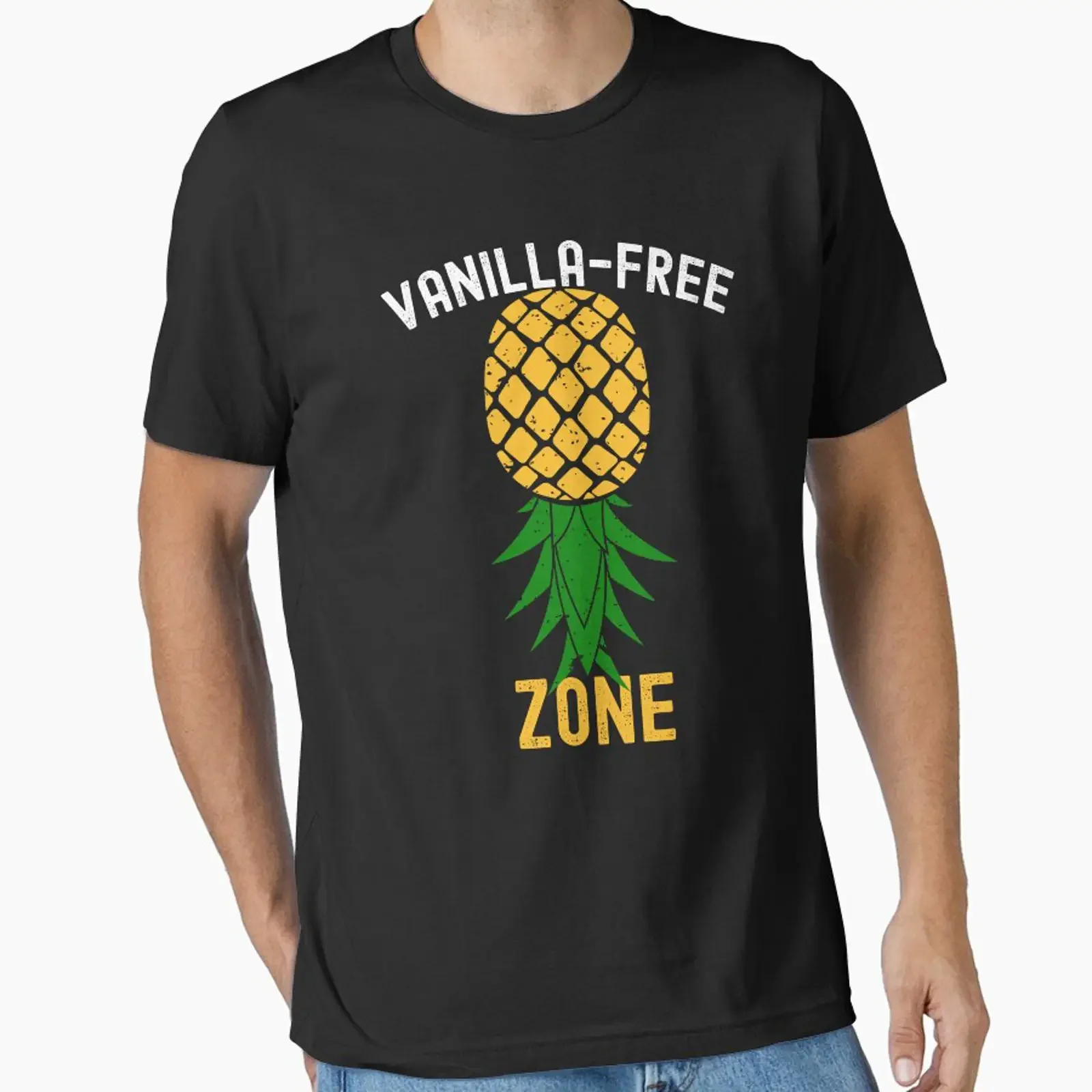 Vanilla Free Zone Funny Upside Down Pineapple Essential T Shirt vintage Washed Breathable Stretched streetwear Unisex