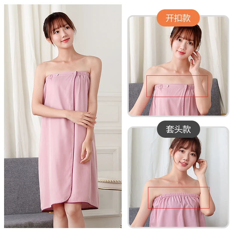 Wearable Cotton Bathrobe for Women, Shower Soft Bath Towel for Adults, Home Beauty Salon, Sweat Sauna Towels, Bathroom