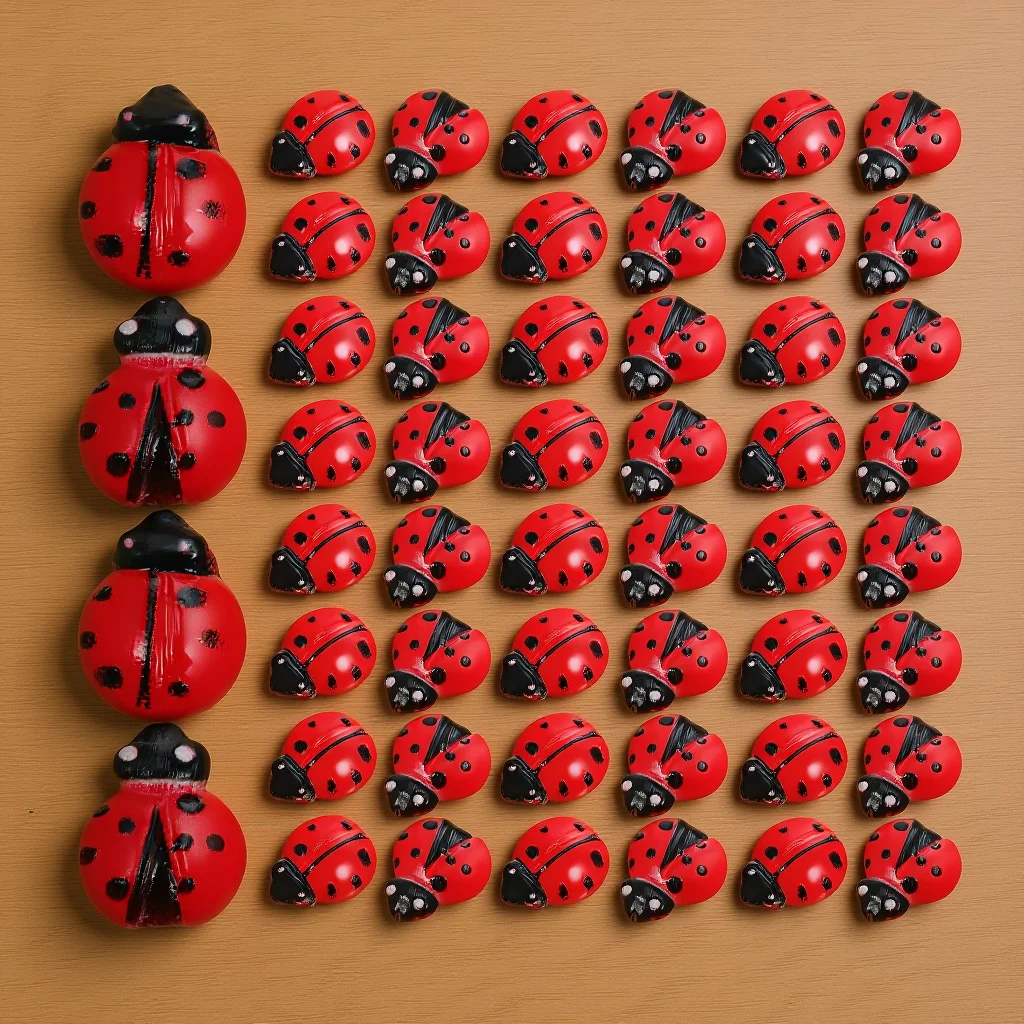 

100Pcs Mini Ladybug Resin Statues Miniature Animal Decorations Garden Party Favors Bulk Mini Resin Ornaments for Crafts