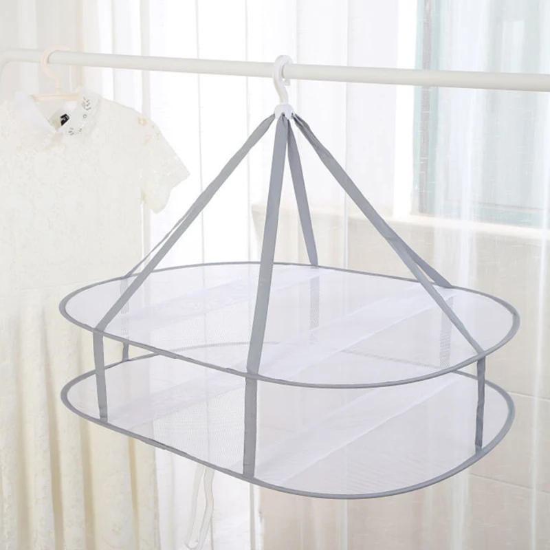 

Folded Mesh Clothes Drying Net Rack Lay Flat Dry Hanger For Indoor Outdoor Delicates Towel Socks Swimsuit Flat Net Bag New